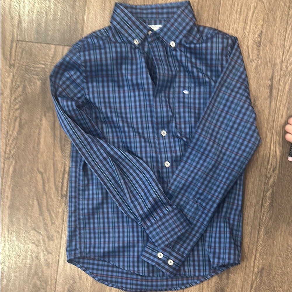 Blue Plaid Button-Up Shirt